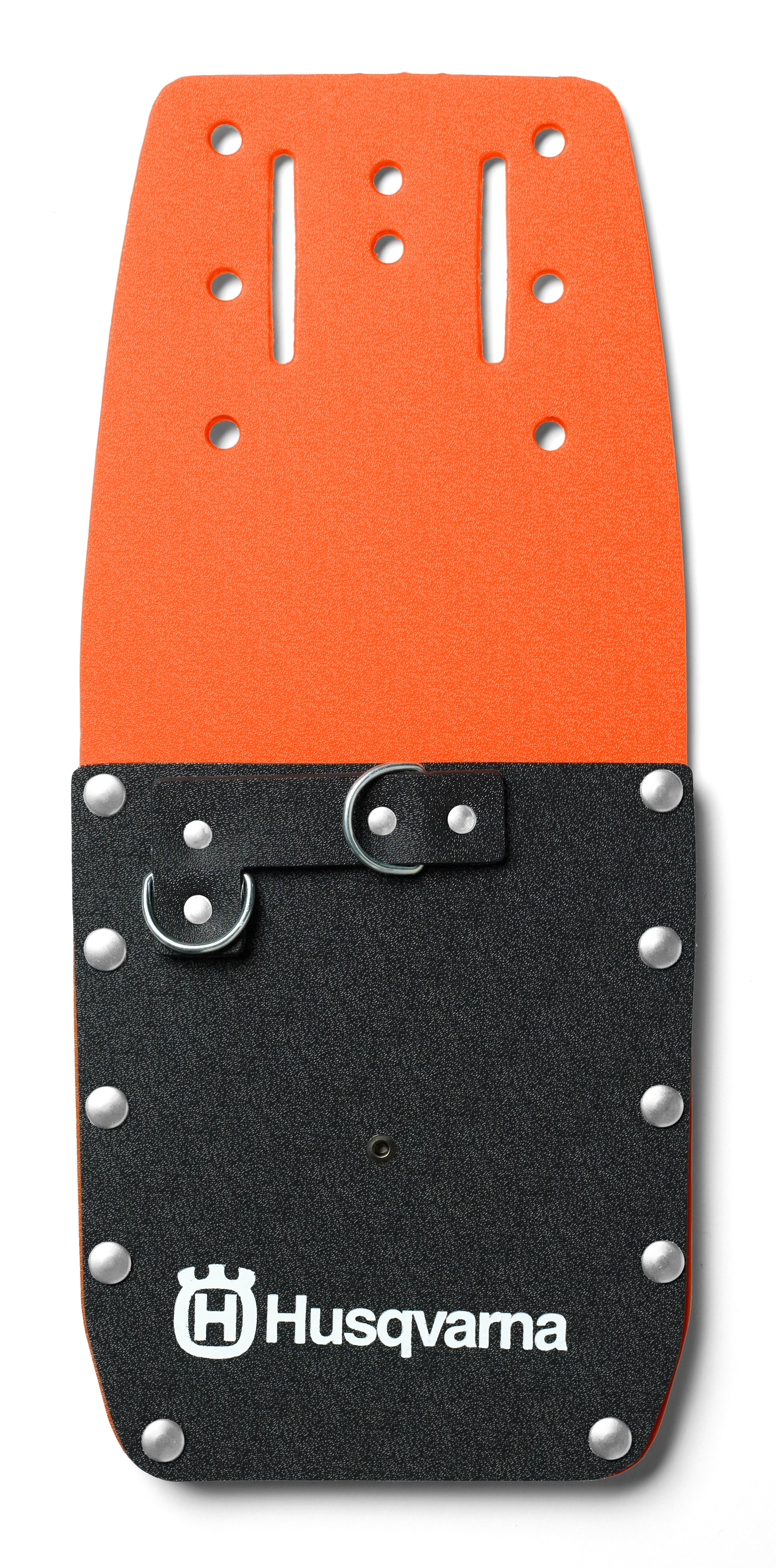 Ein orange-schwartzer Kombihalter  aus polyethylen