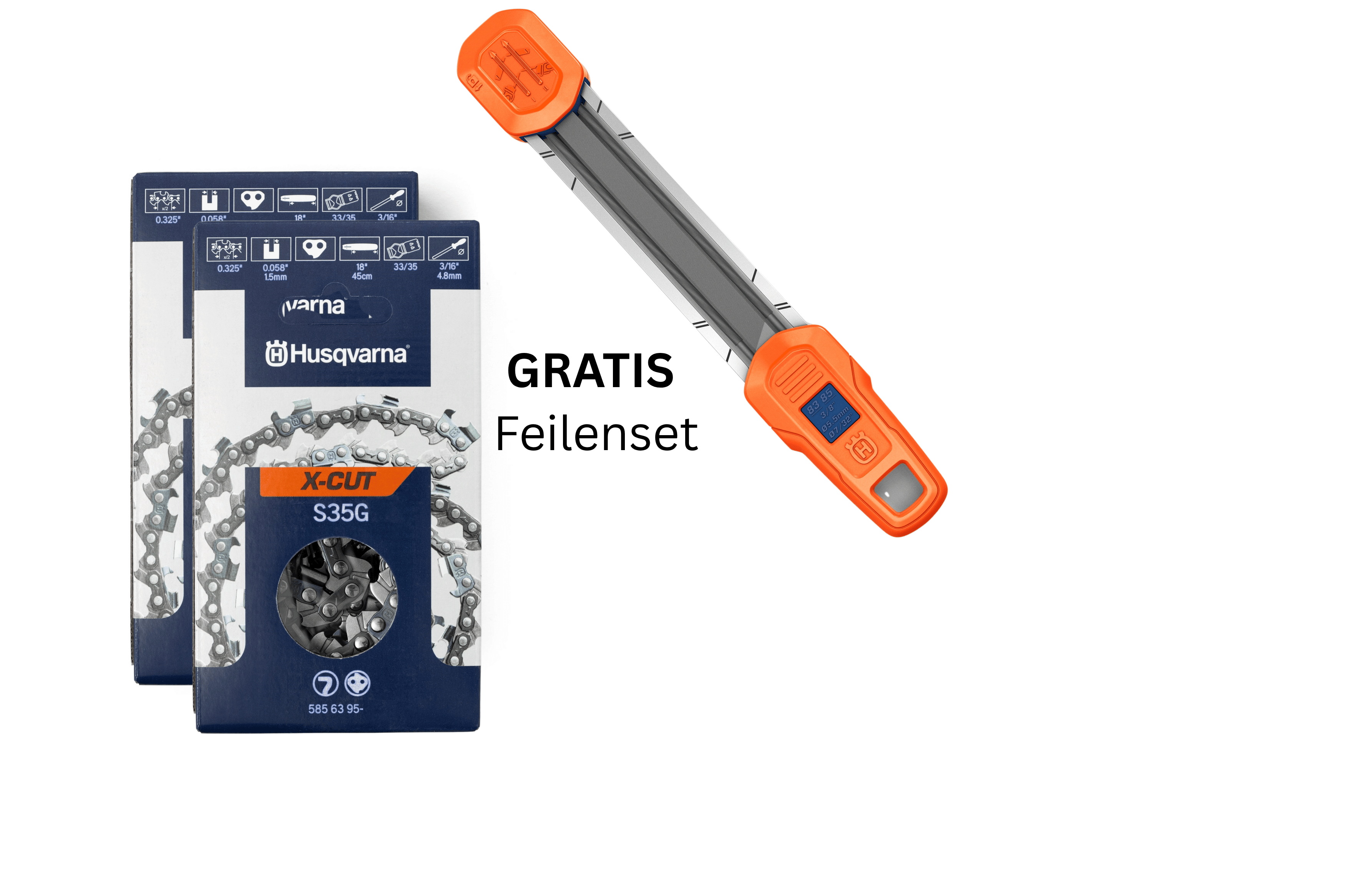 Husqvarna X-CUT S35G Kettenset mit 2 Sägeketten 38 cm und gratis Feilenset